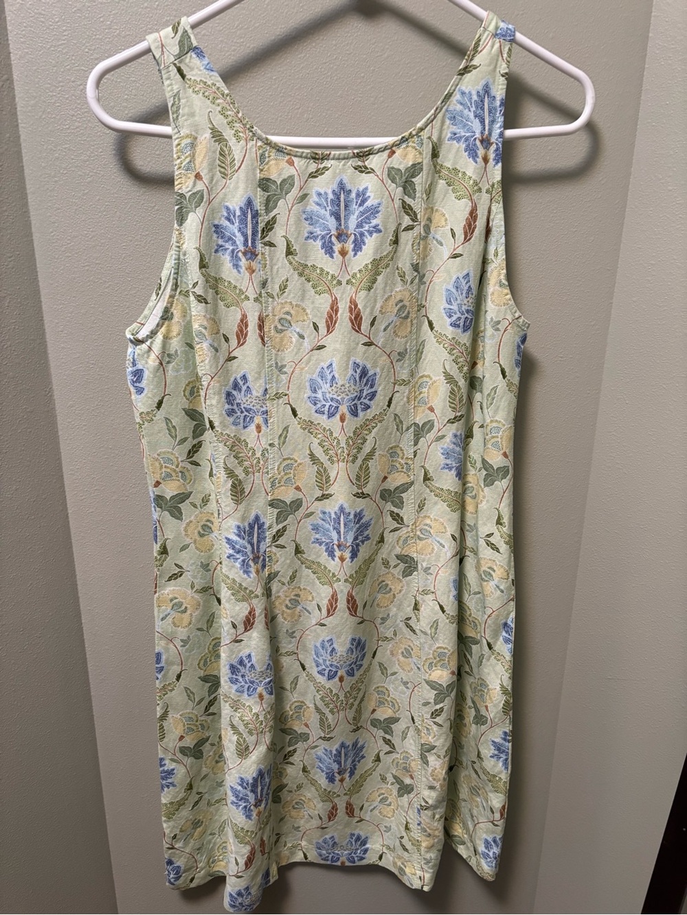 LOFT Floral Sleeveless Dress Size 6 NWT Blue Green Linen Blend